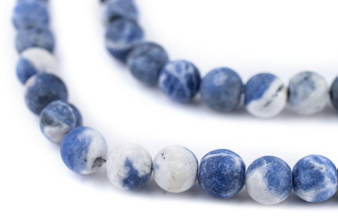 The Bead Chest Matte Round Sodalite Beads (8mm): Organic Gemstone Round Spherical Energy Stone Healing Power Crystal for Jewelry Bracelet Mala Necklace Making